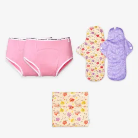 2 Period Underwear + 2 Flow Lock Cloth Pads + Wet Pouch Bundle