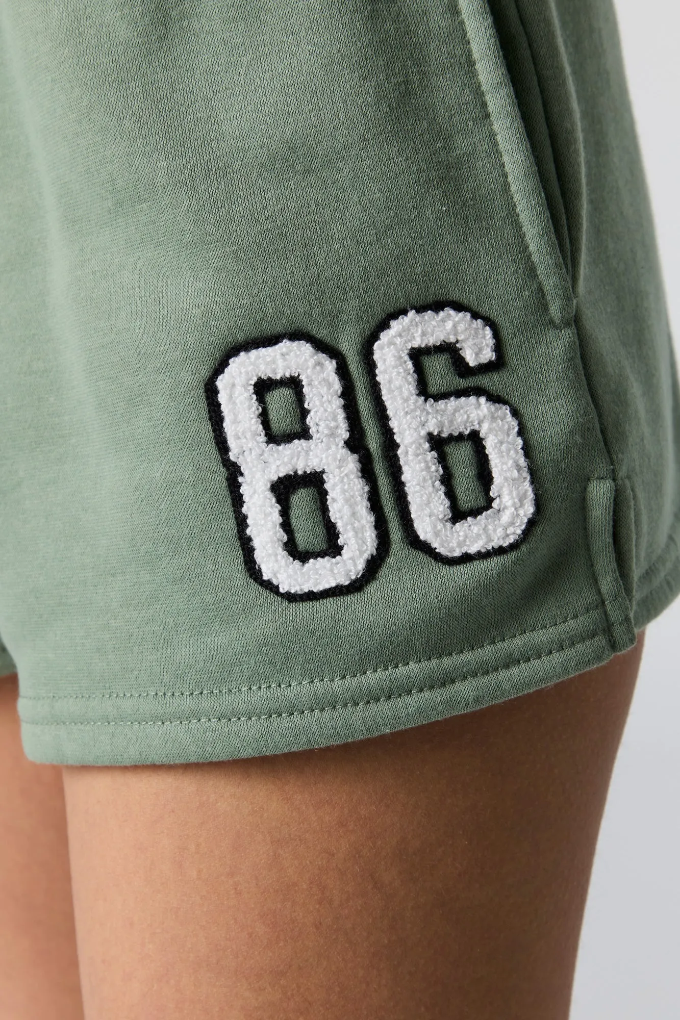 86 Chenille Embroidered Fleece Shorts