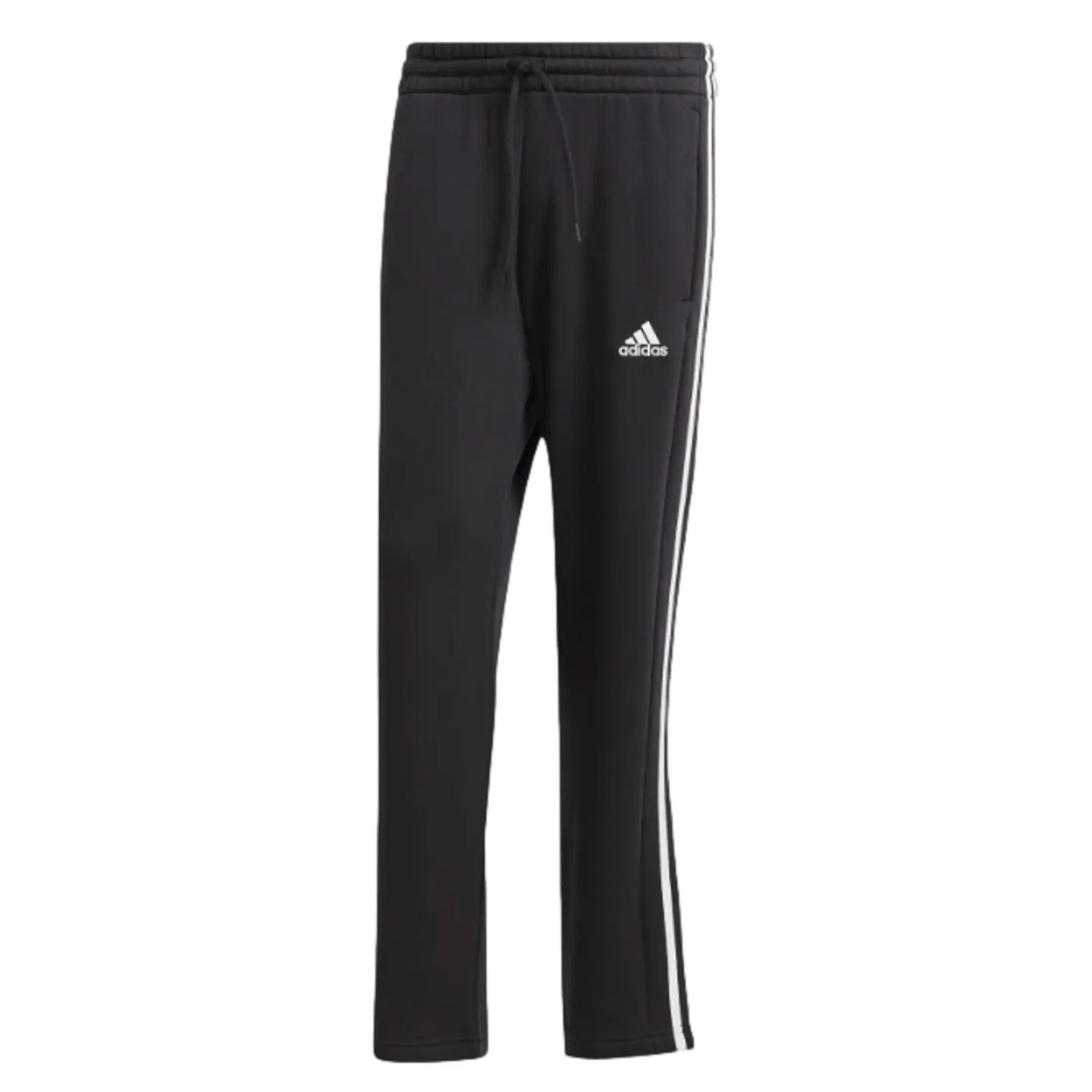 Adidas 3-Stripe Fleece Pants with Open Hem