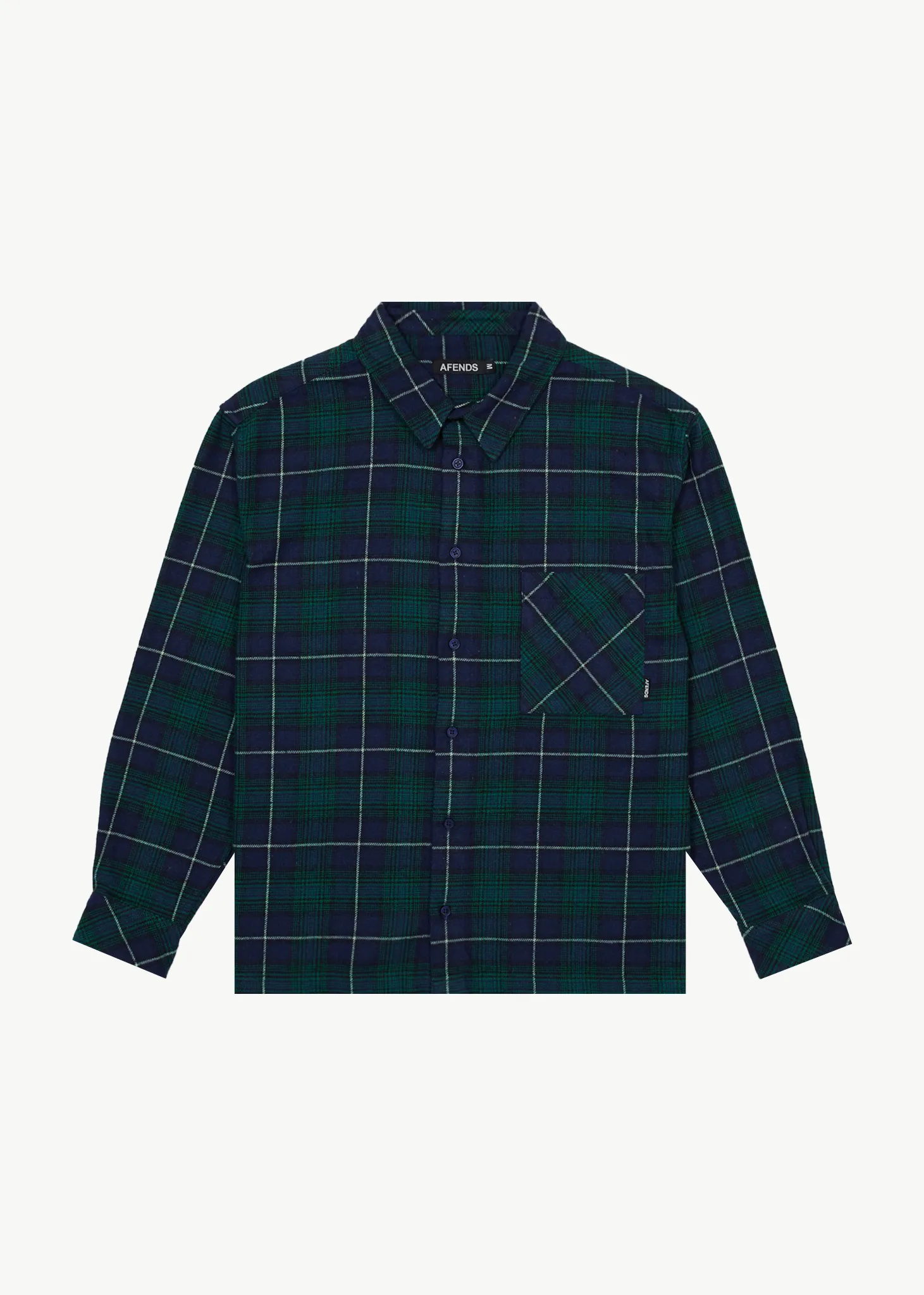 AFENDS Mens Flannel Shirt Navy