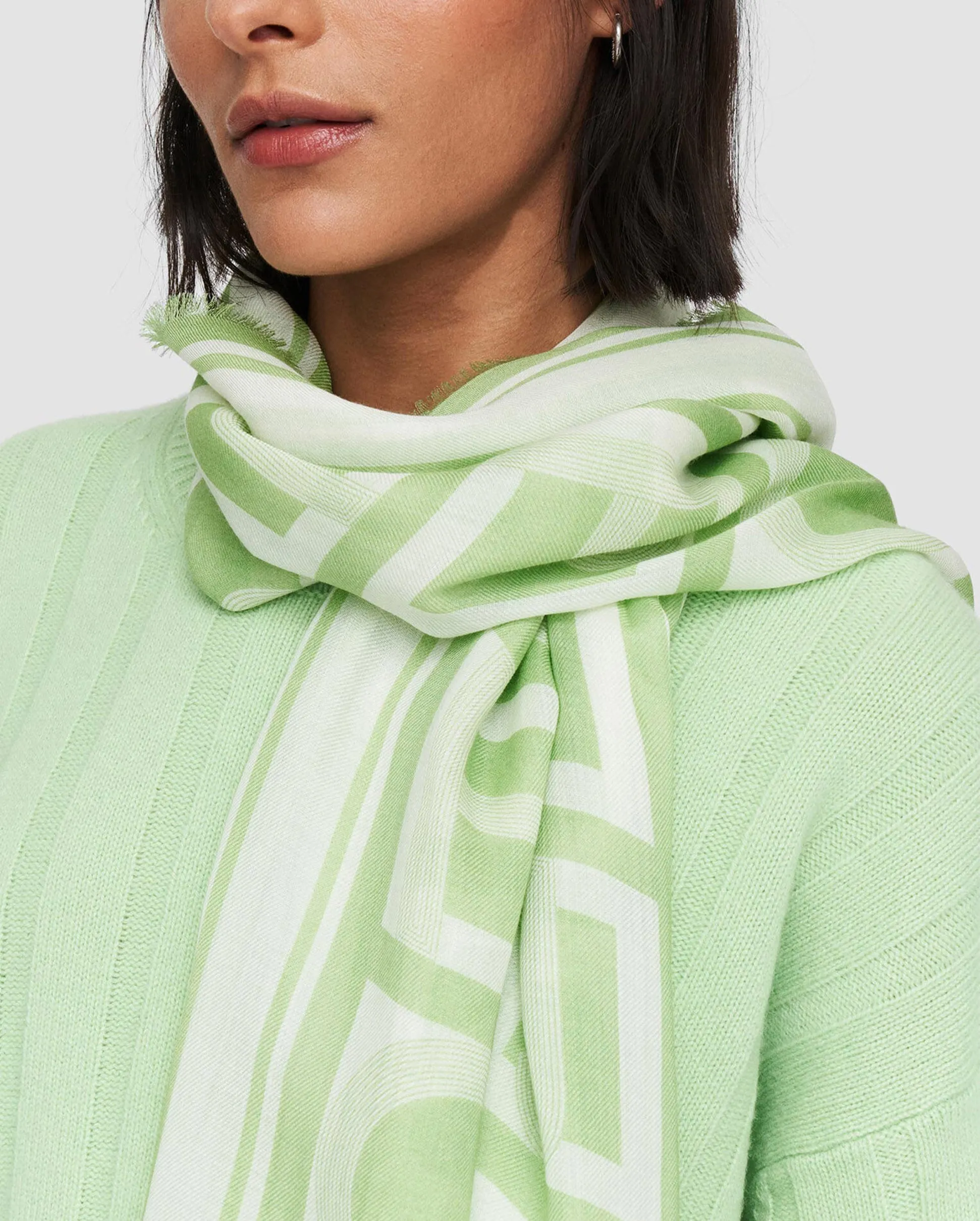 Agatha Scarf Alphabet Pashmina Ivory Olivine