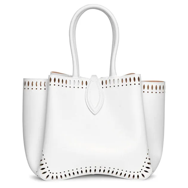 Alaïa Angele 25 white leather tote bag