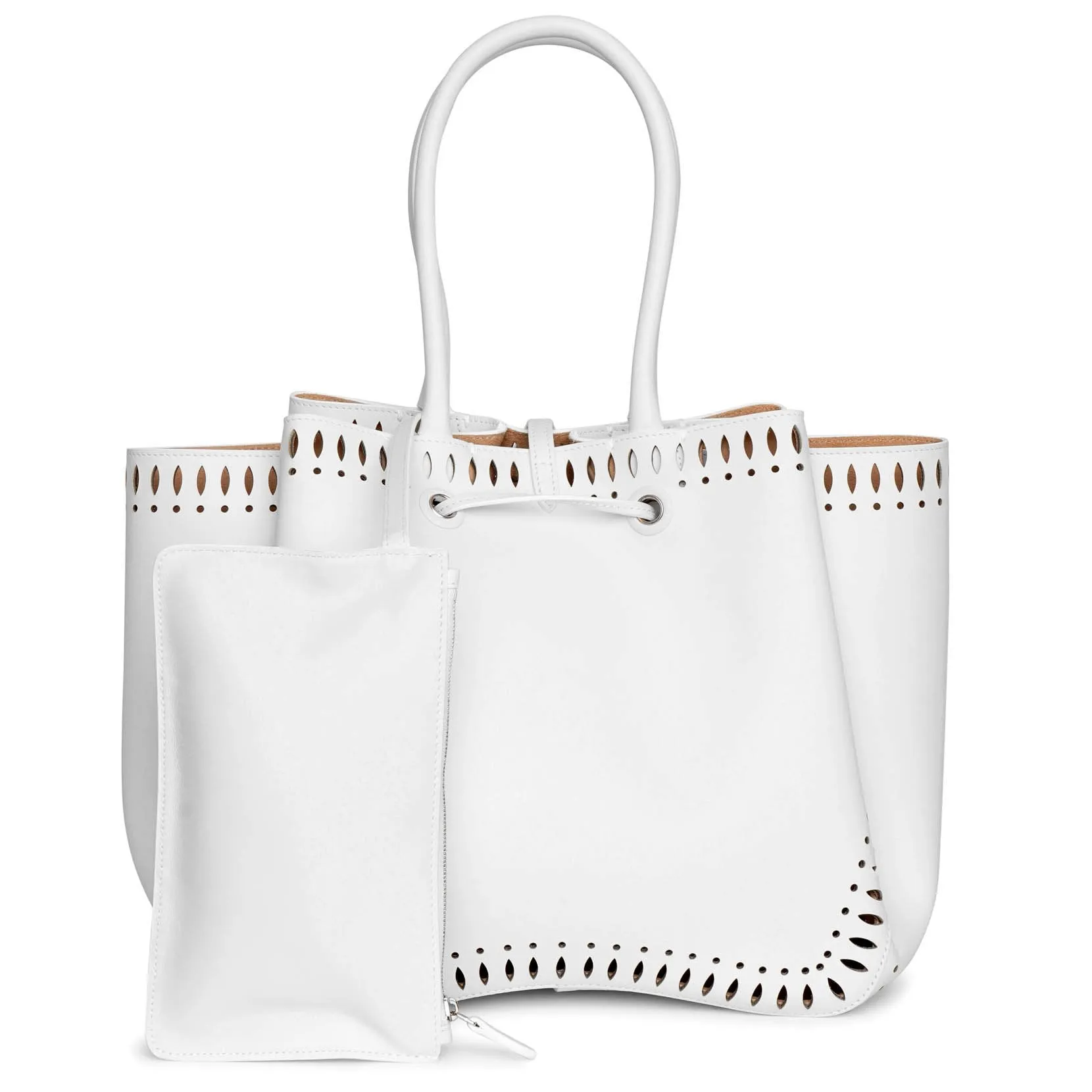 Alaïa Angele 25 white leather tote bag