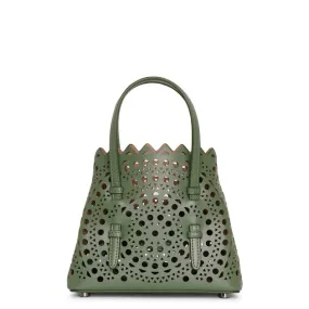 Alaïa Mina 16 aloe green leather tote bag