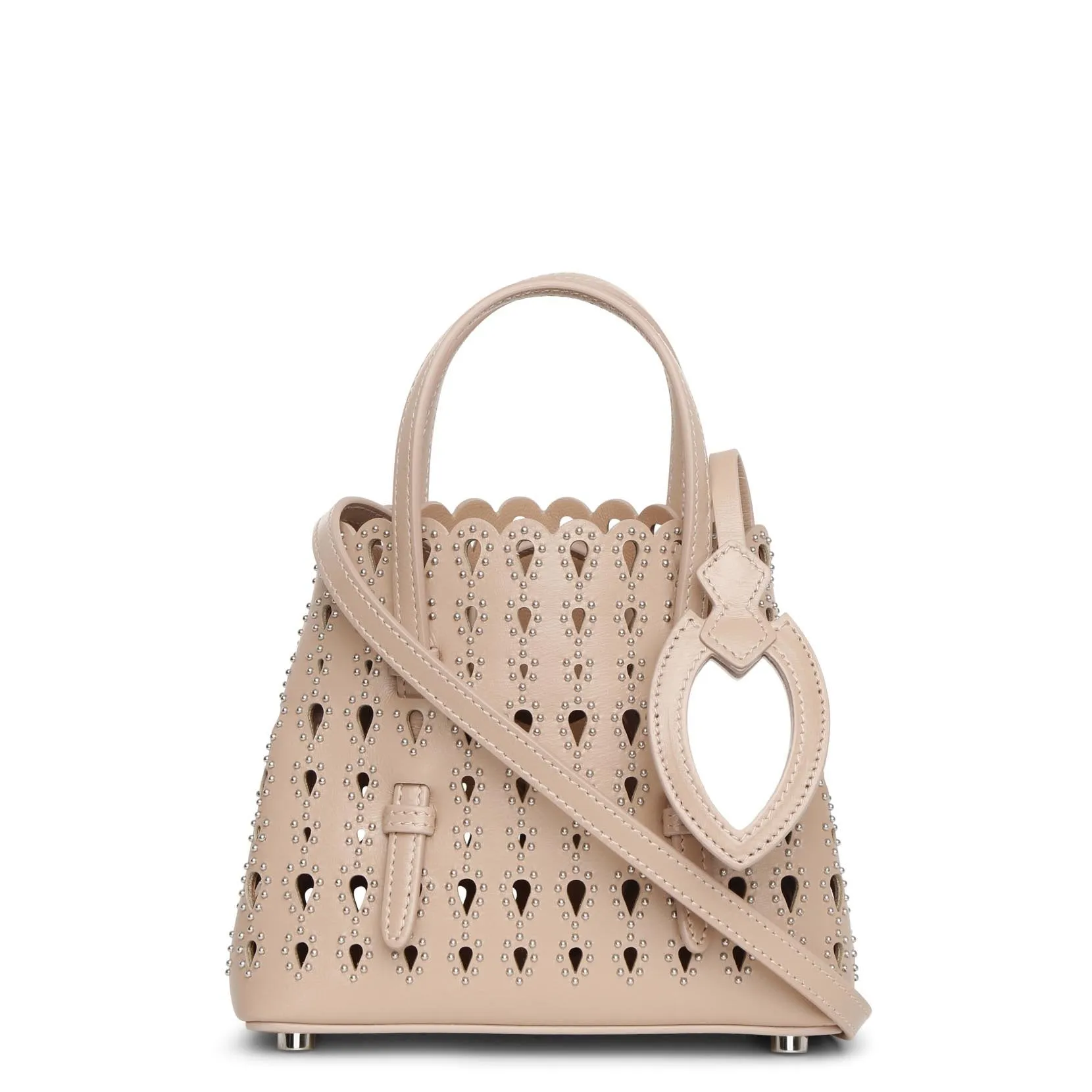 Alaïa Mina 16 nude studded mini tote bag