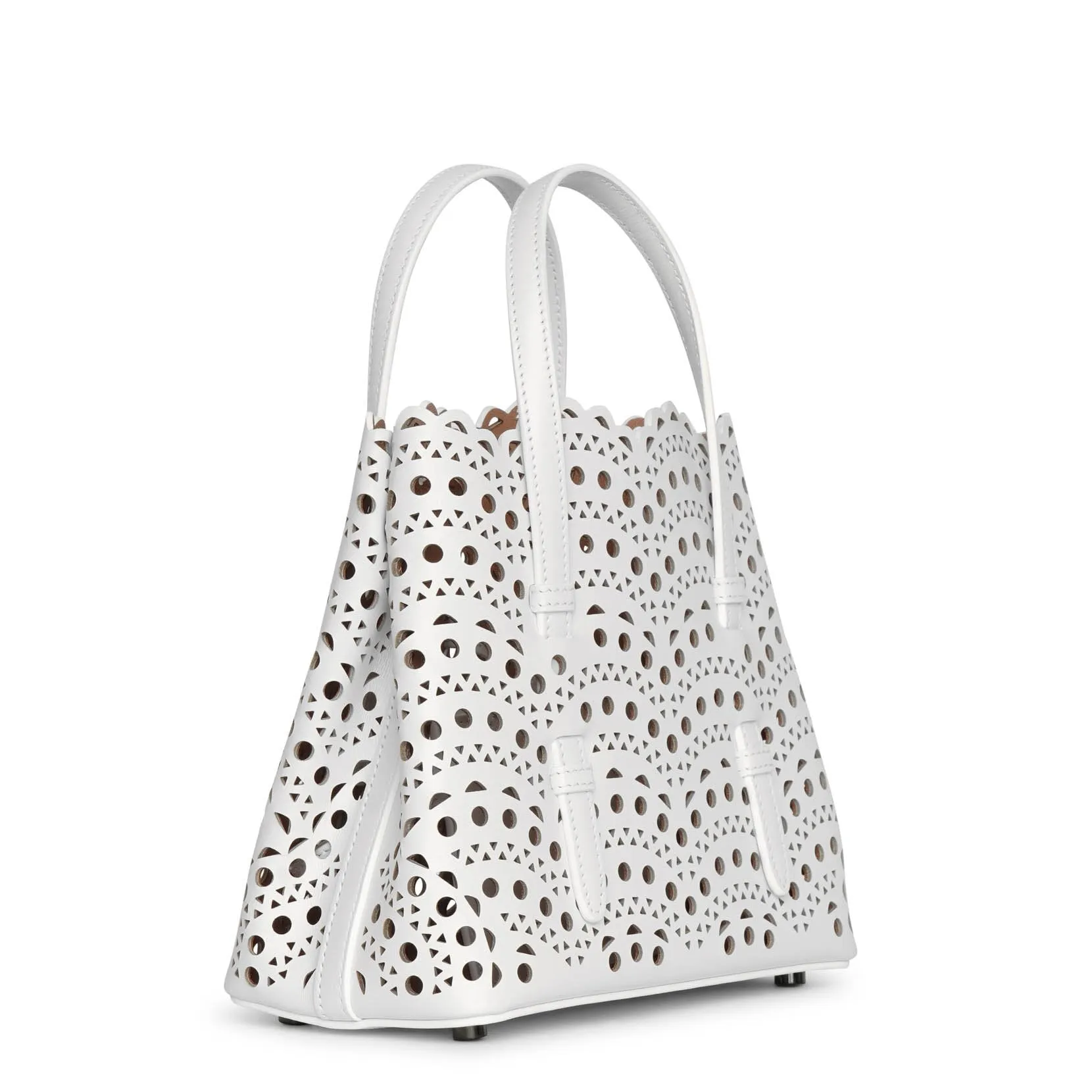 Alaïa Mina 20 vienne vague white leather tote bag