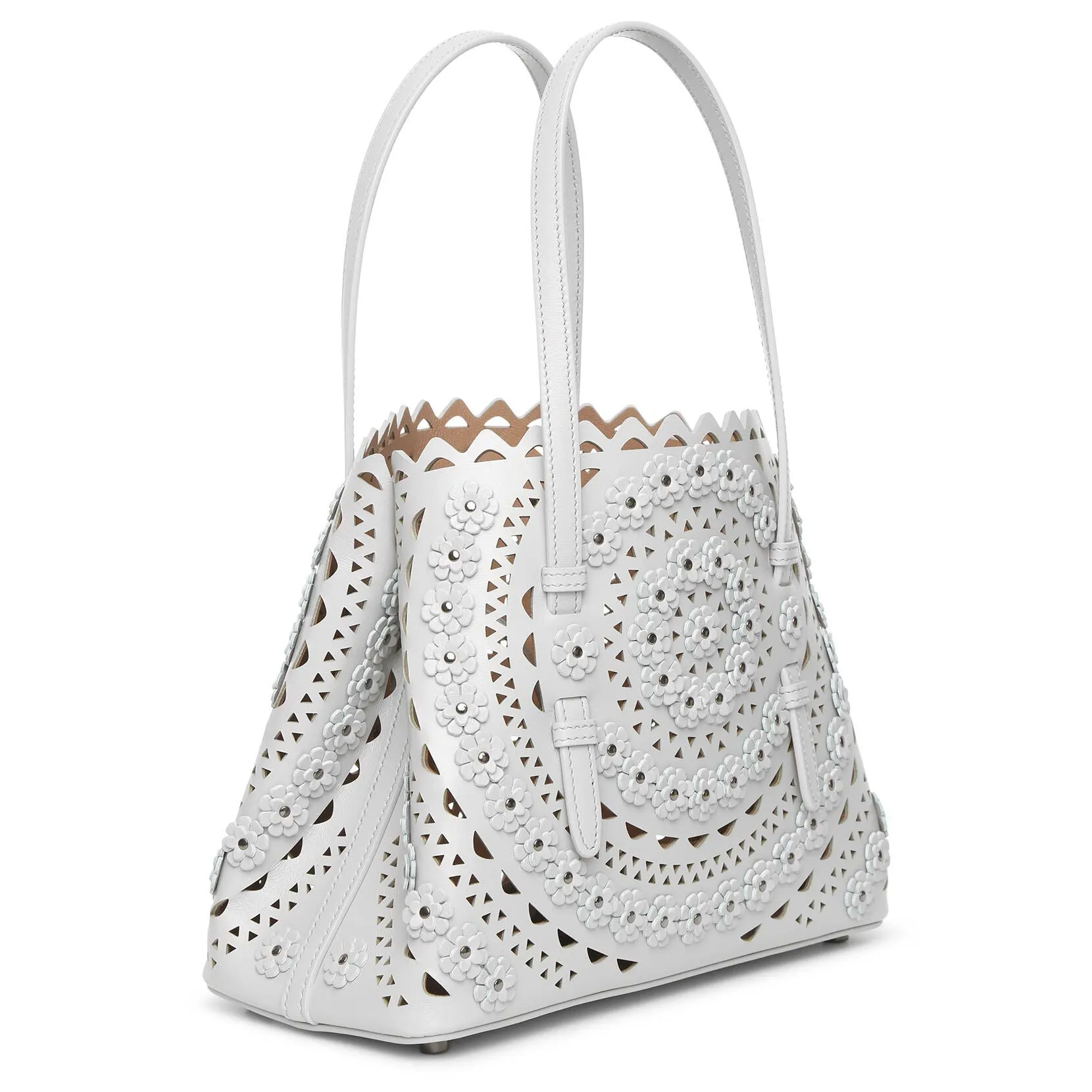 Alaïa Mina 25 Flower light grey tote bag