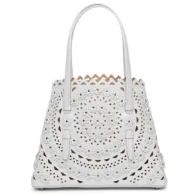 Alaïa Mina 25 Flower light grey tote bag