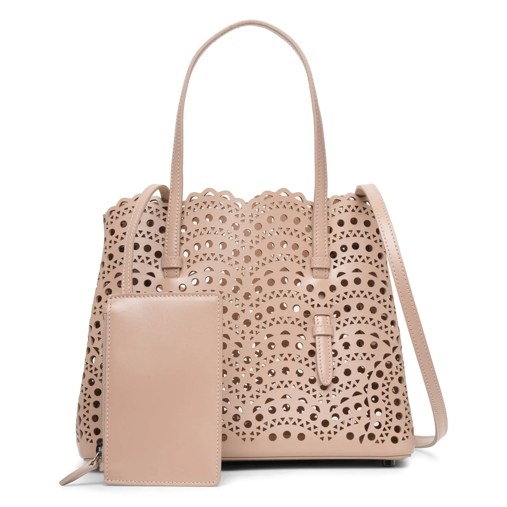 Alaïa Mina 25 vienne vague beige leather tote bag