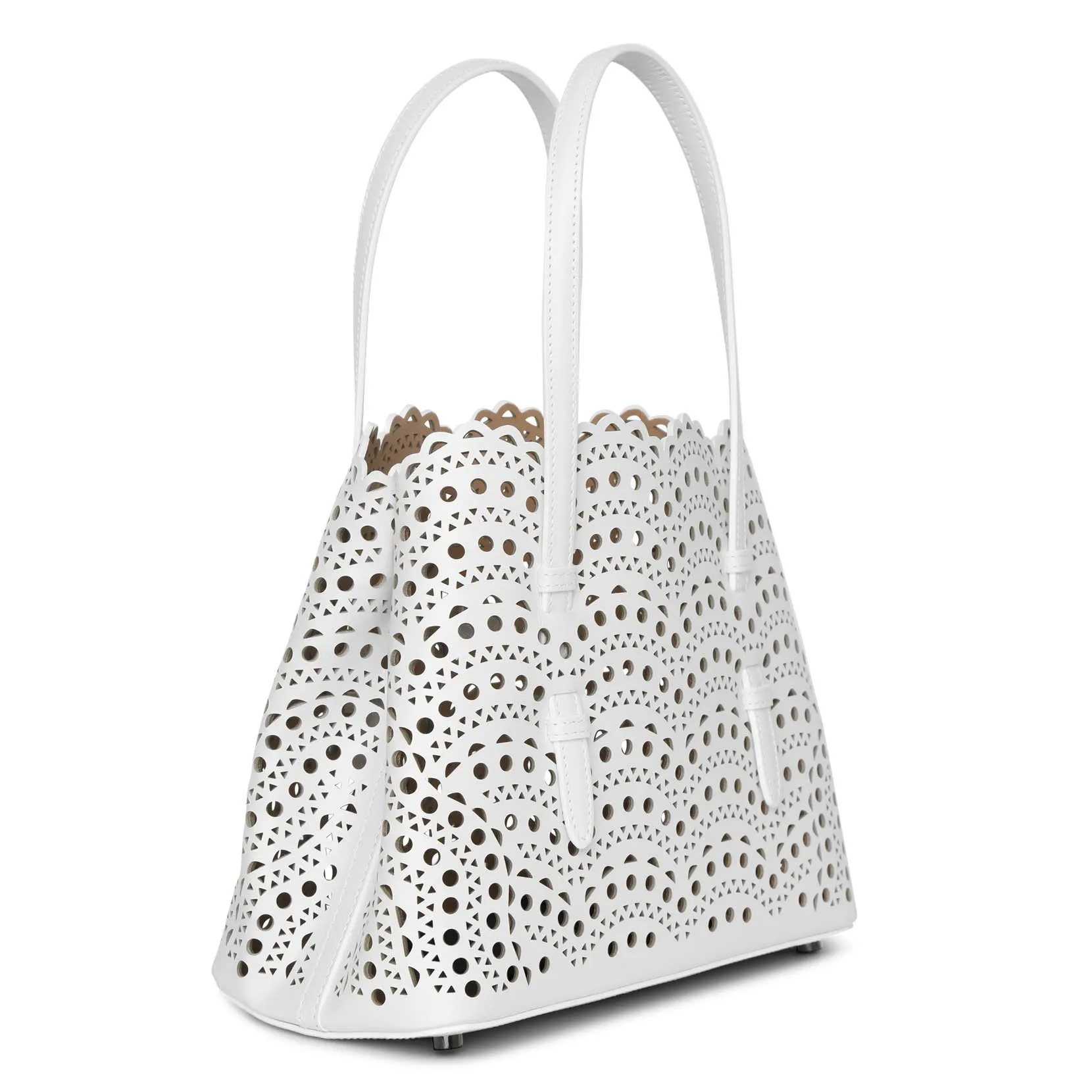 Alaïa Mina 25 vienne vague white leather tote bag