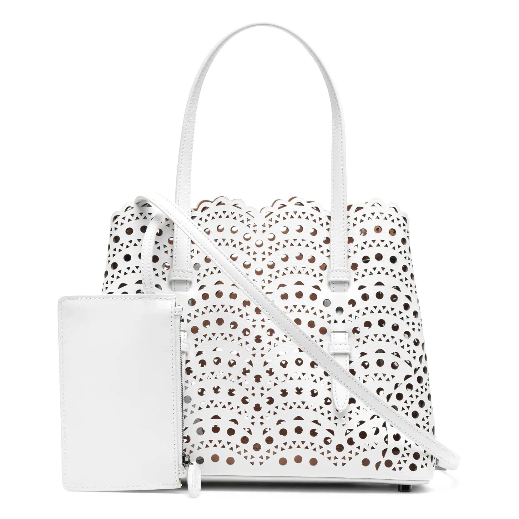 Alaïa Mina 25 vienne vague white leather tote bag