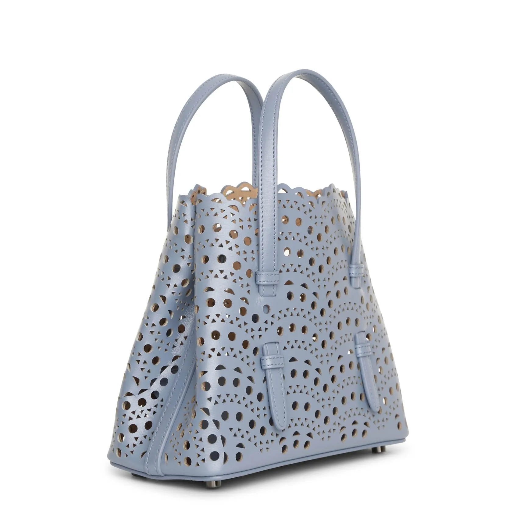 Alaïa Mina mini 20 blue leather tote bag