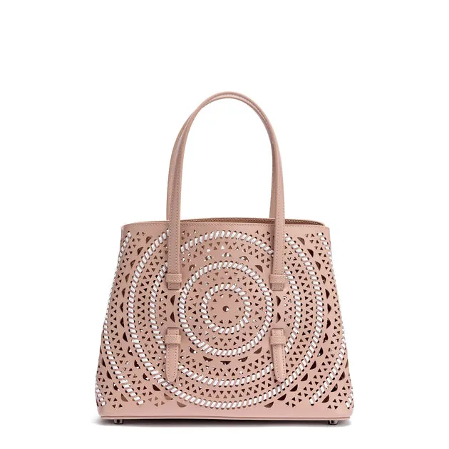 Alaïa Small beige leather braided tote bag