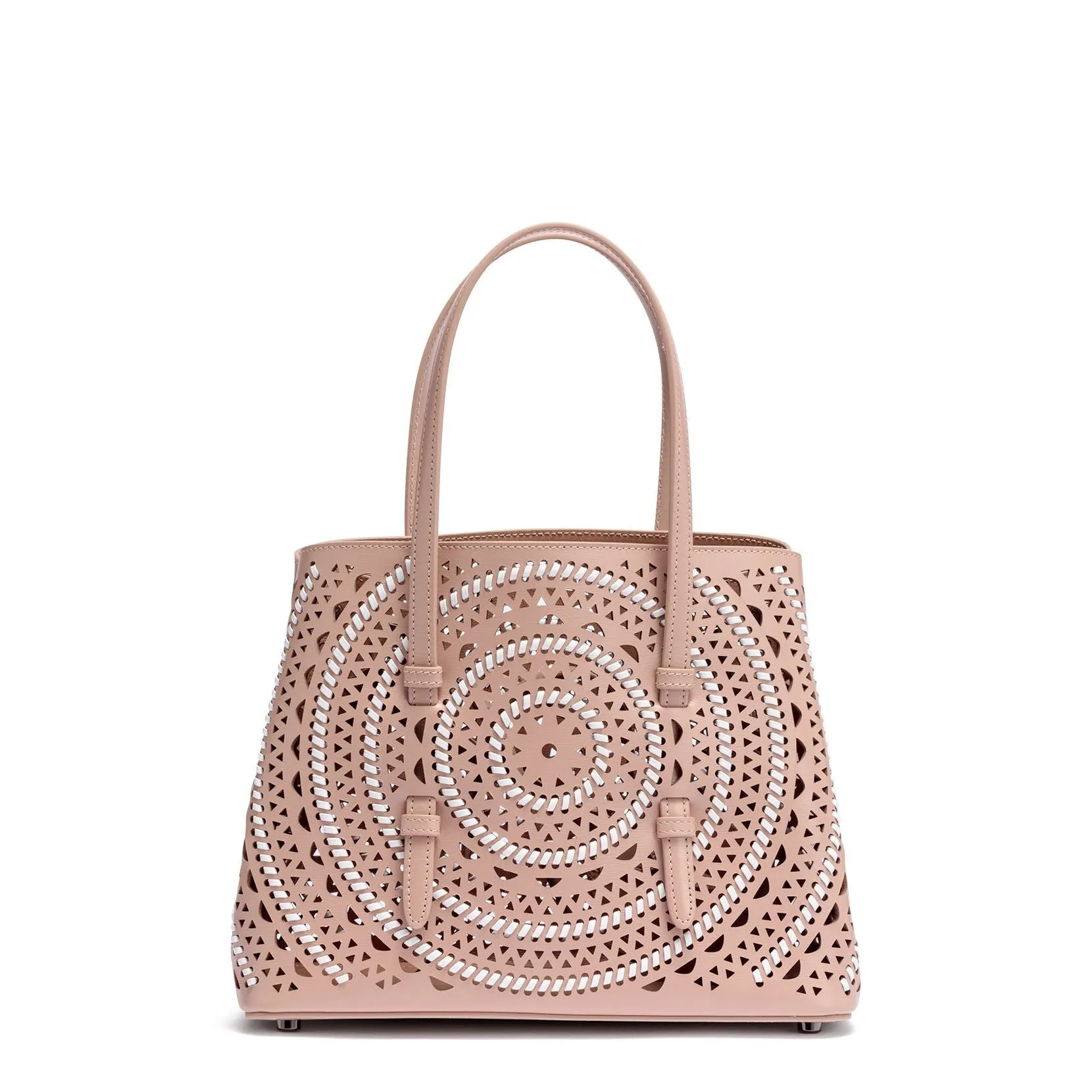 Alaïa Small beige leather braided tote bag