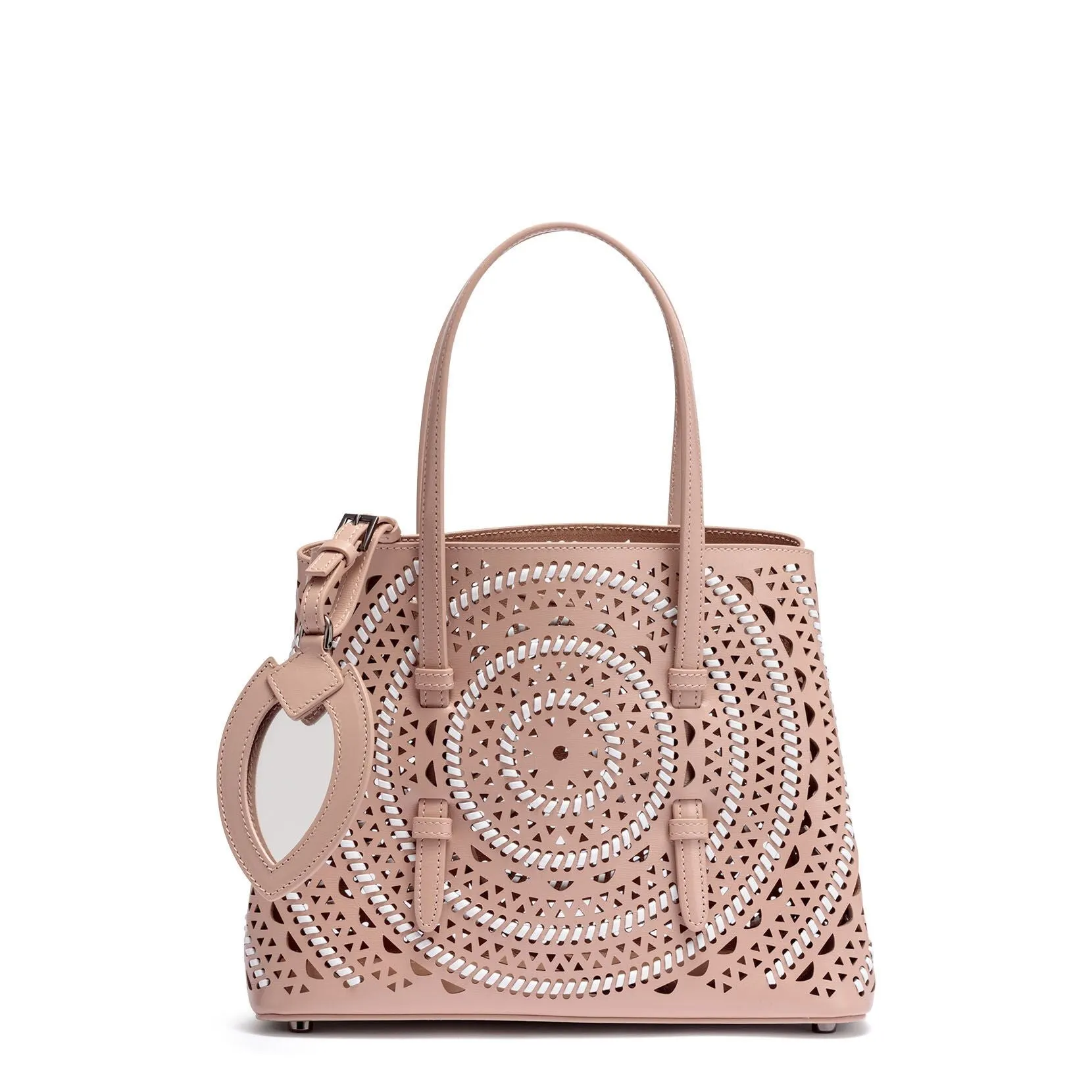 Alaïa Small beige leather braided tote bag