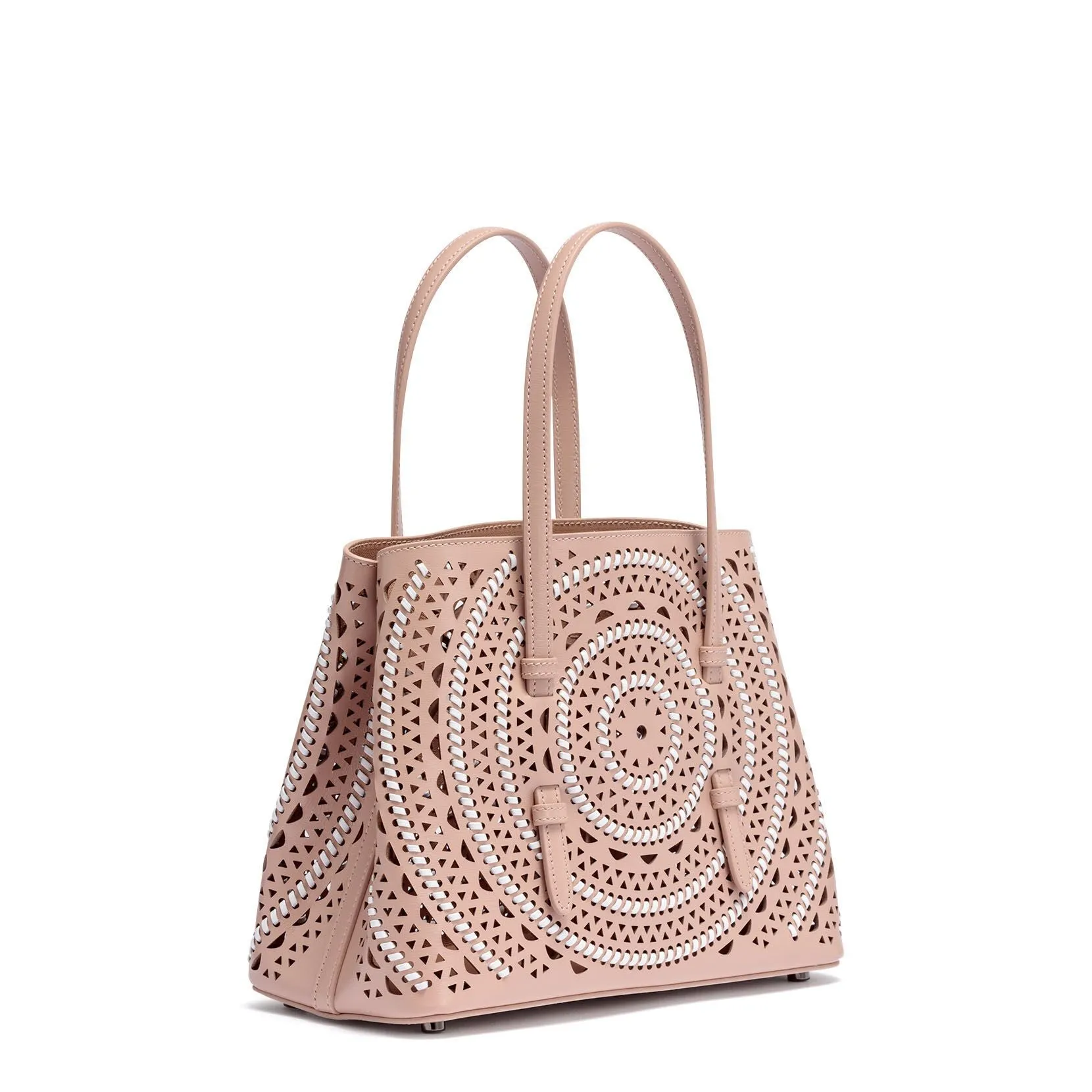 Alaïa Small beige leather braided tote bag