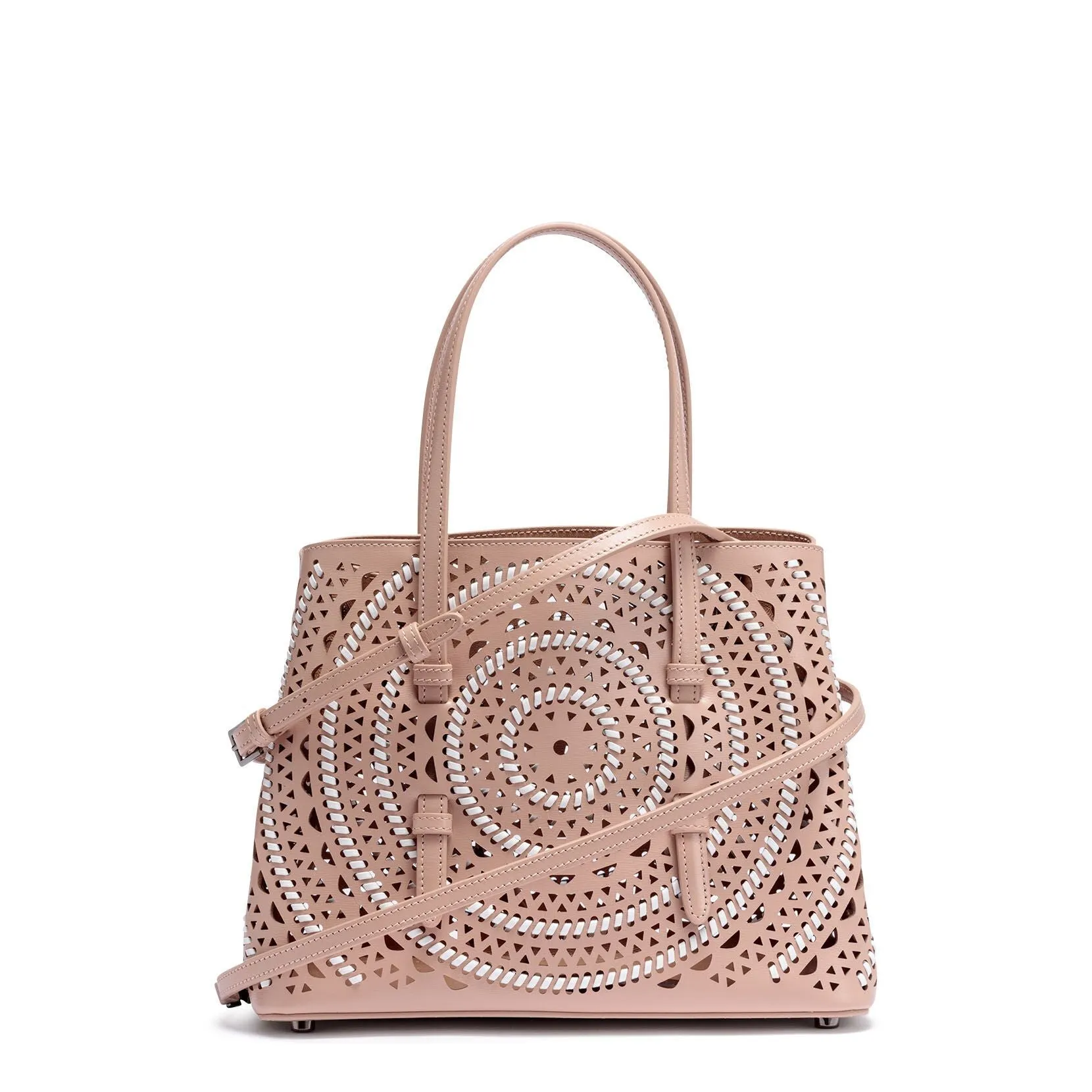 Alaïa Small beige leather braided tote bag