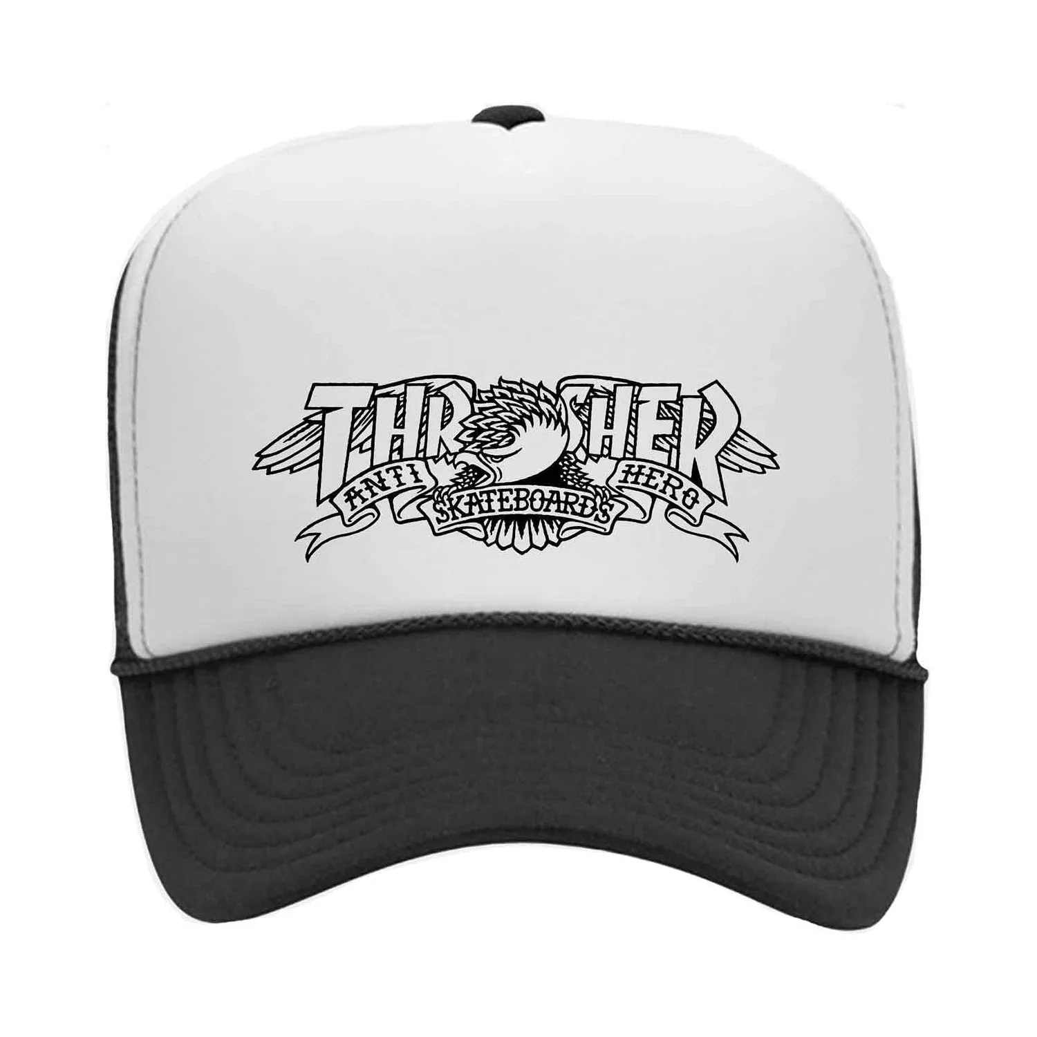 Anti Hero x Thrasher Mag Banner Trucker Hat (White/Black)