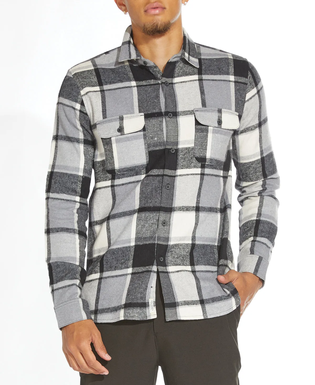 Ayers Flannel Shirt - White/Black