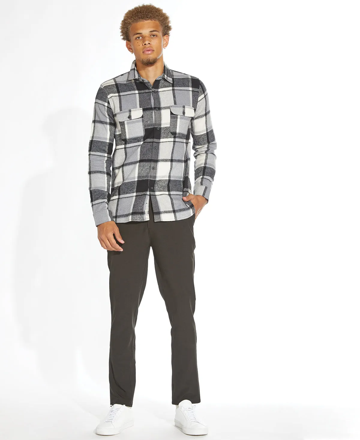 Ayers Flannel Shirt - White/Black