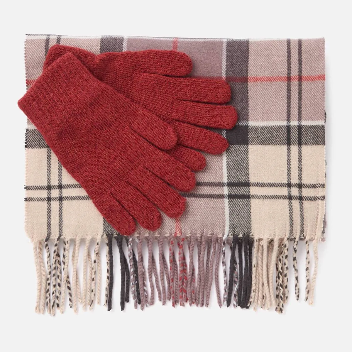 Barbour Hailes Scarf and Gloves Gift Set in Neutral Tartan for Women