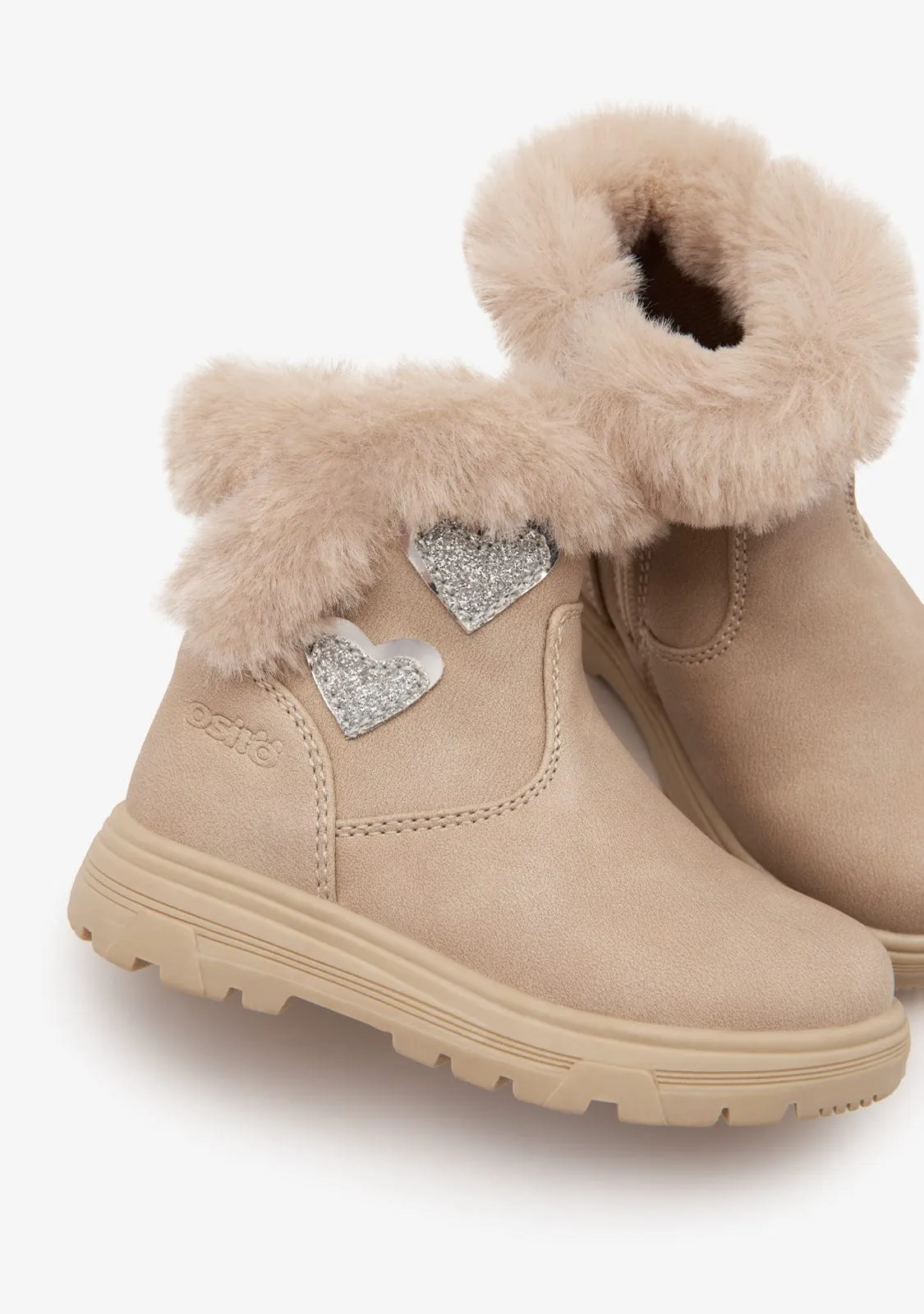 Beige Hearts Boots