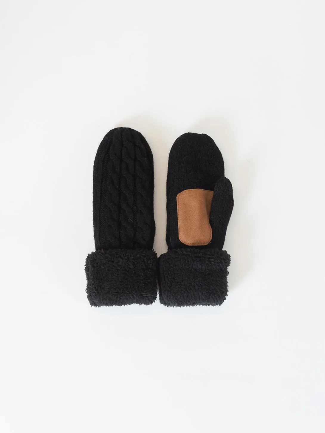 Black Cable Knit Mitten