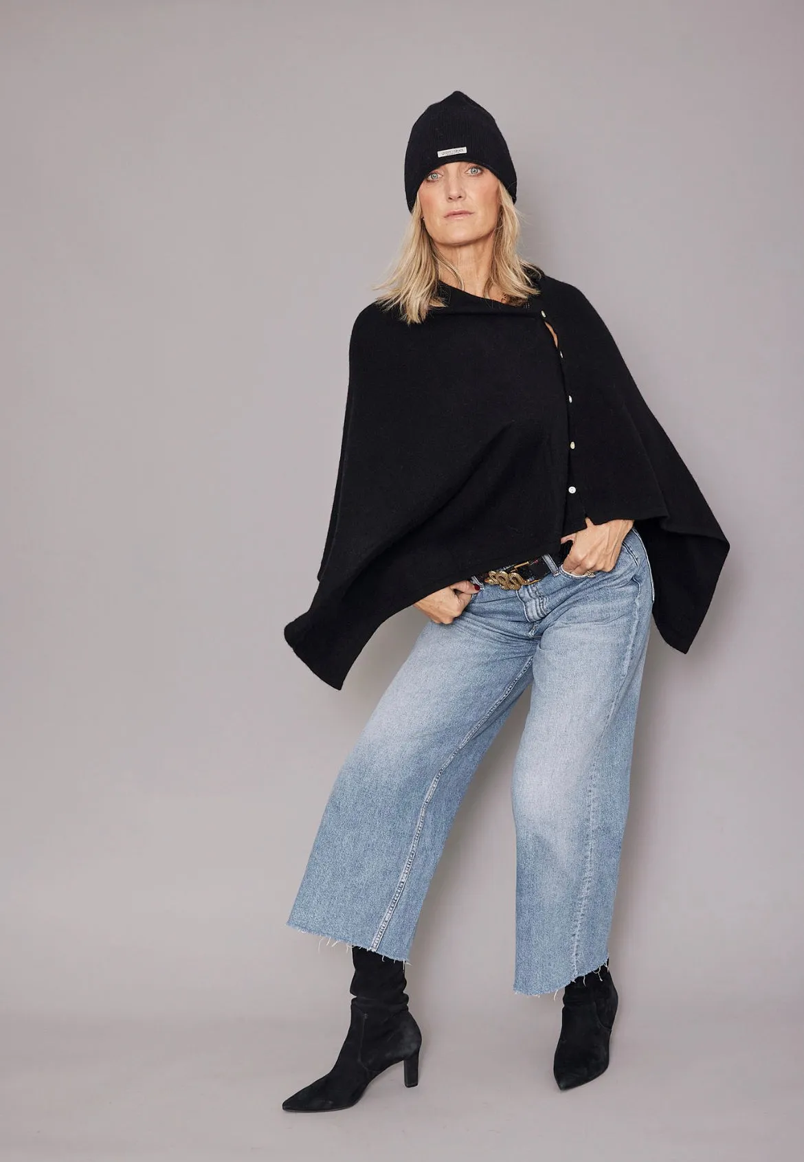 Black Cashmere Poncho | Available Now