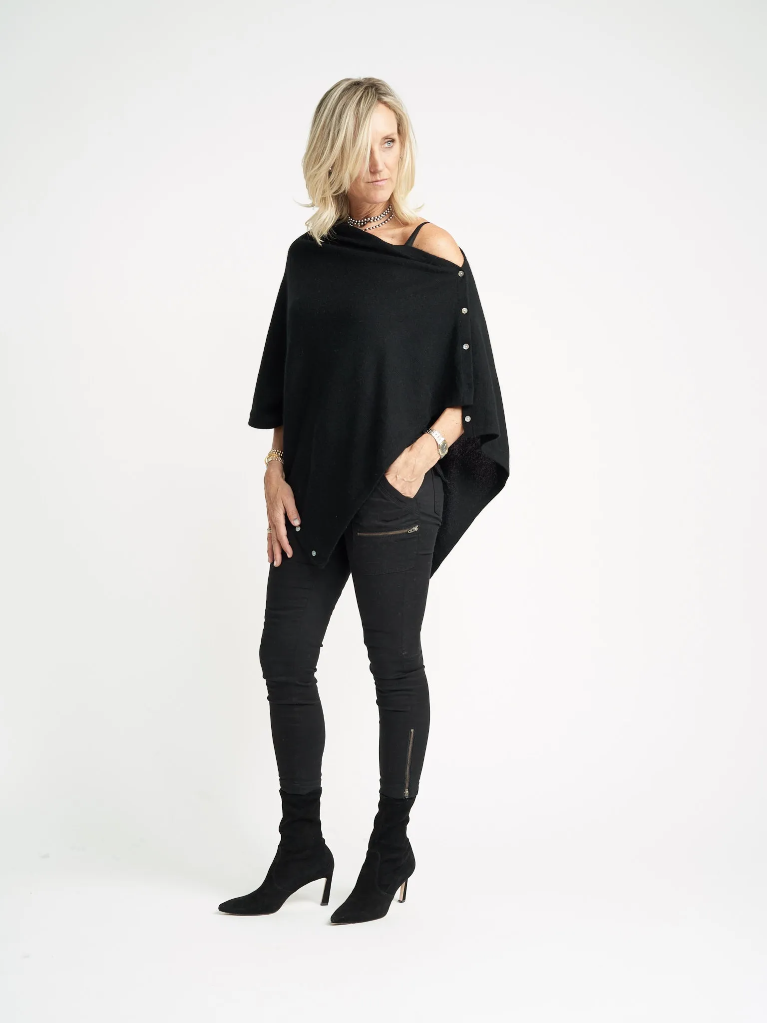 Black Cashmere Poncho | Available Now