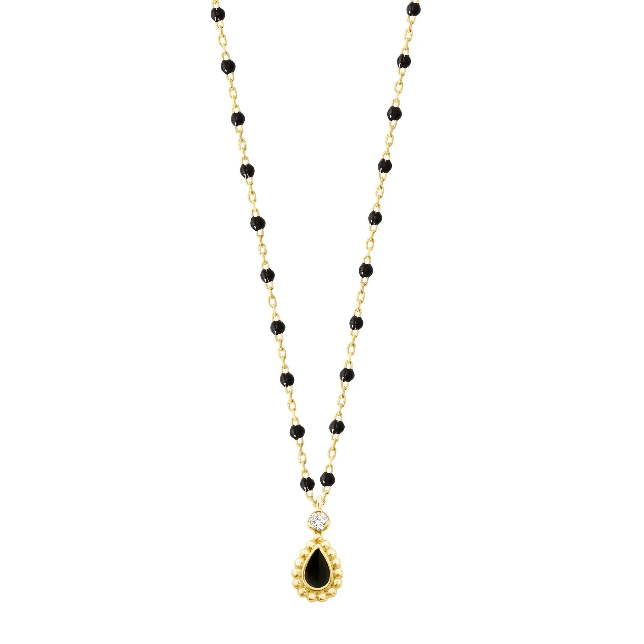 Black Lucky Cashmere Necklace, Yellow Gold, 16.5 inch