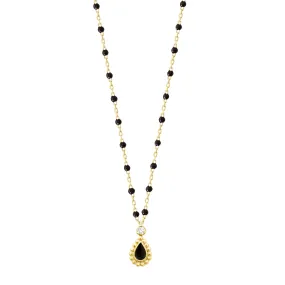 Black Lucky Cashmere Necklace, Yellow Gold, 16.5 inch