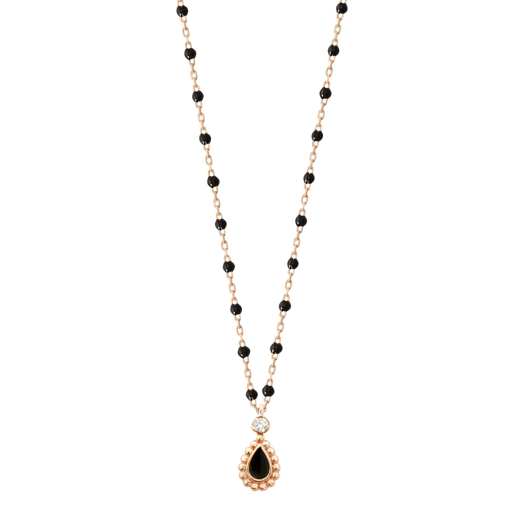 Black Mini Lucky Cashmere Necklace, Rose Gold, 16.5