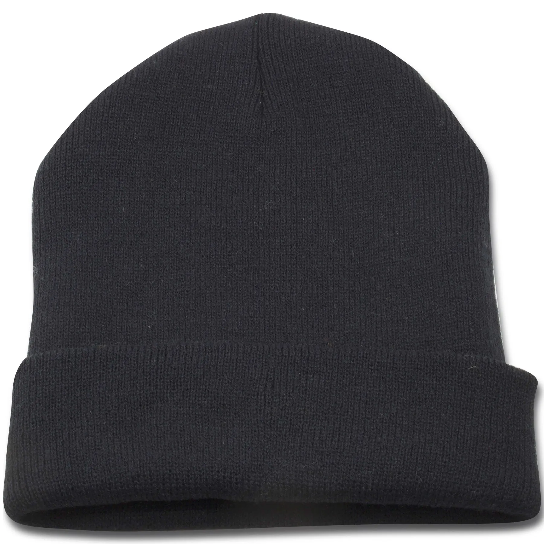 Black Winter Knit Beanie - Heavyweight & Cuffed