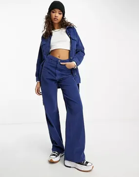 Blue Corduroy Wide Leg Pants