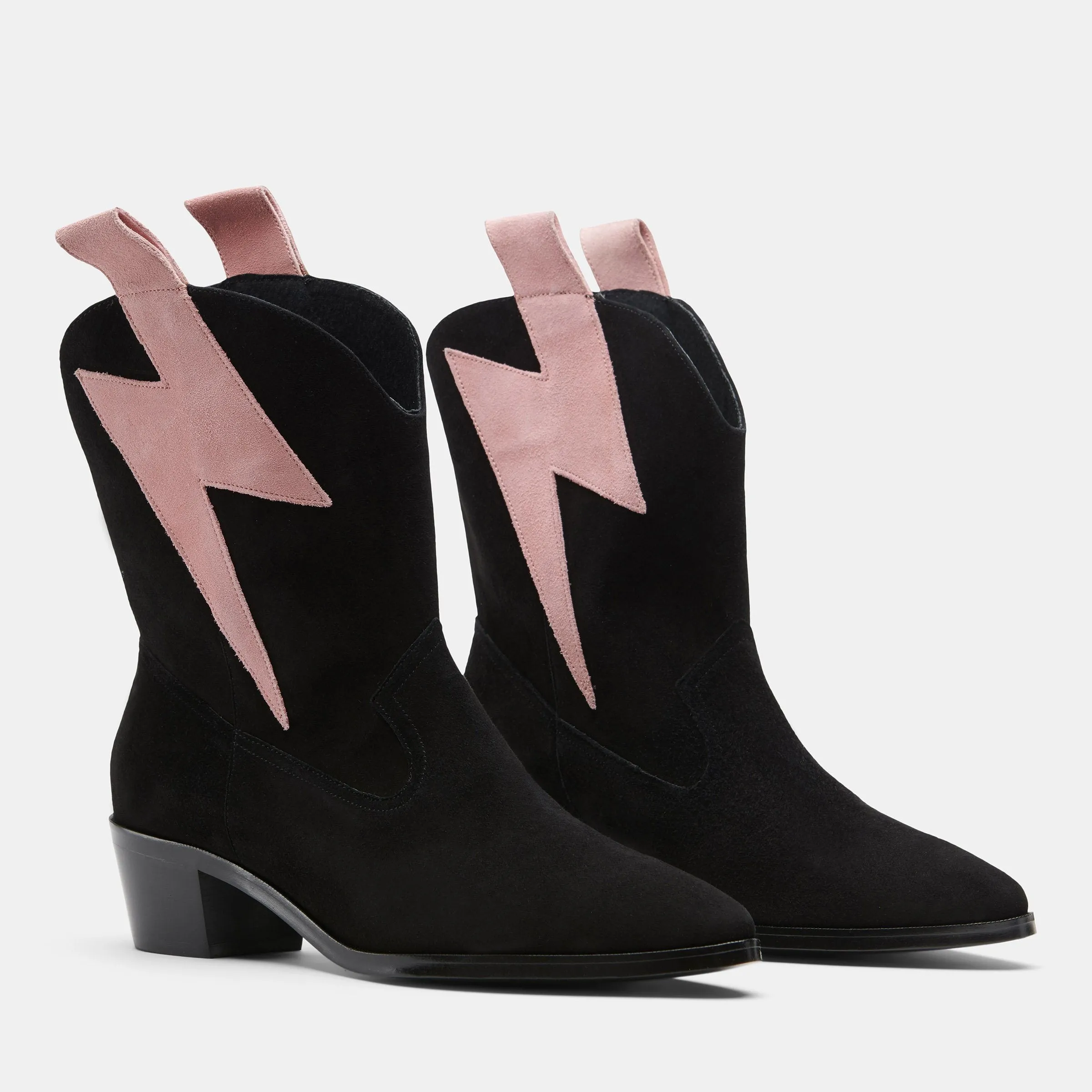 Bolt Western Black/Pink Suede - Customizable