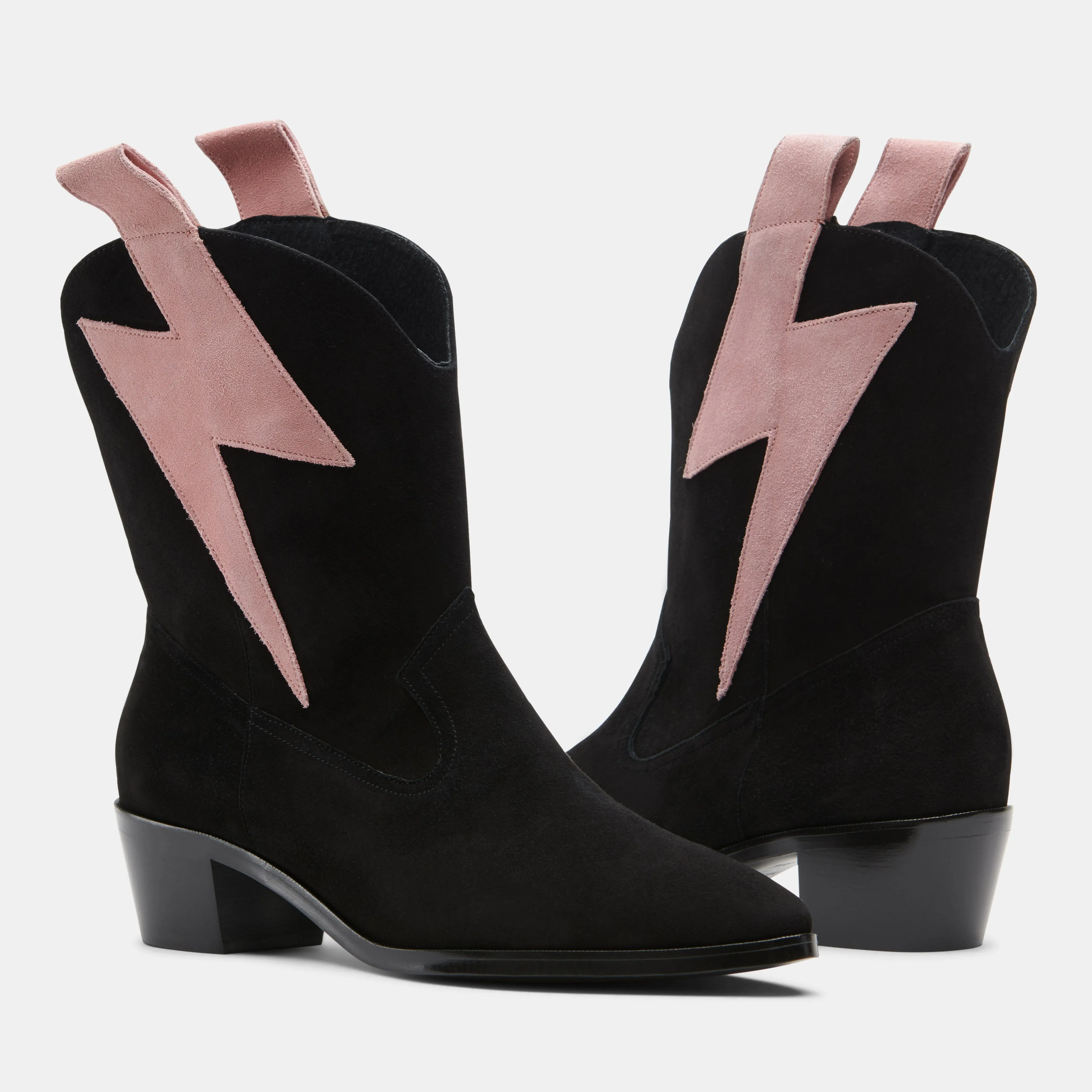 Bolt Western Black/Pink Suede - Customizable