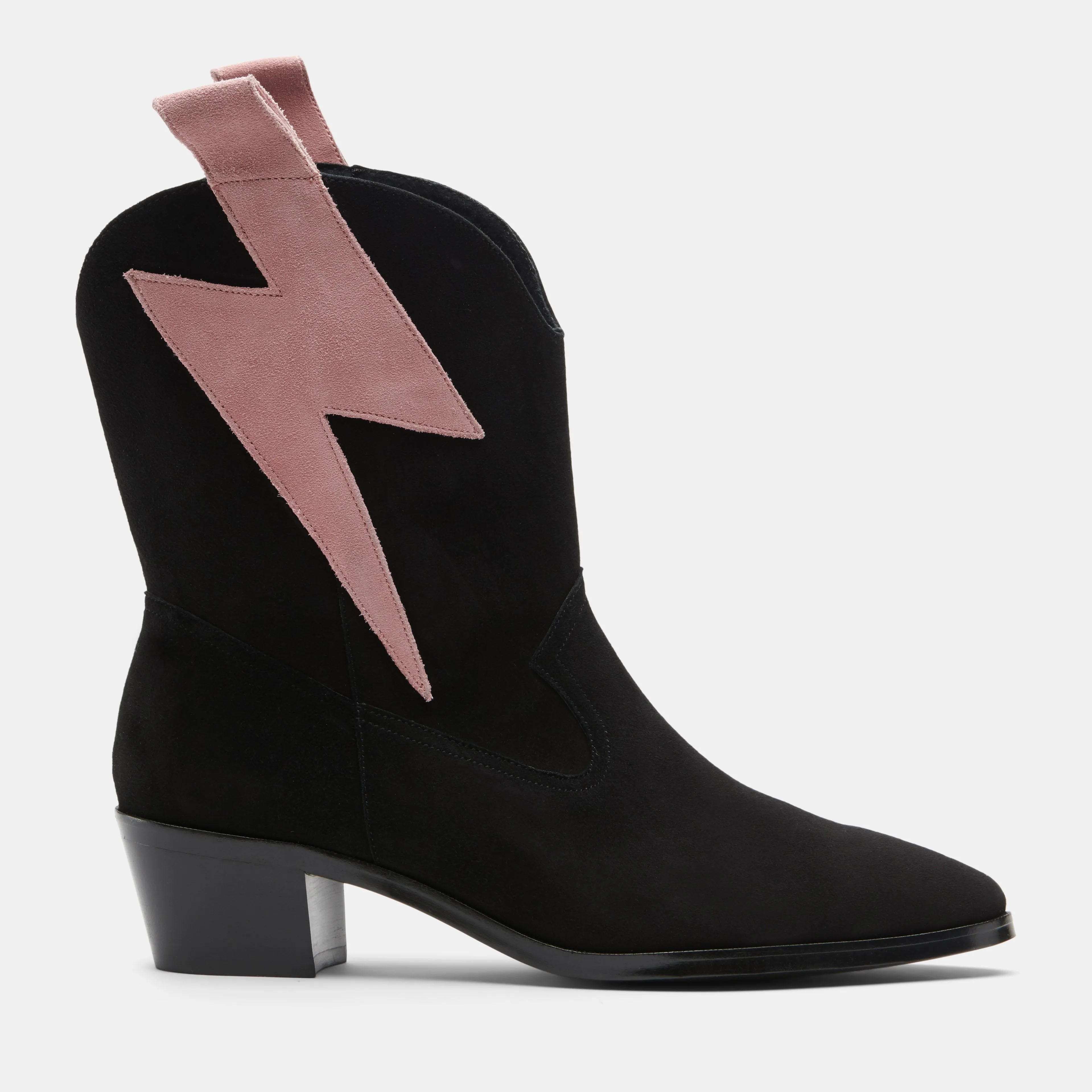 Bolt Western Black/Pink Suede - Customizable