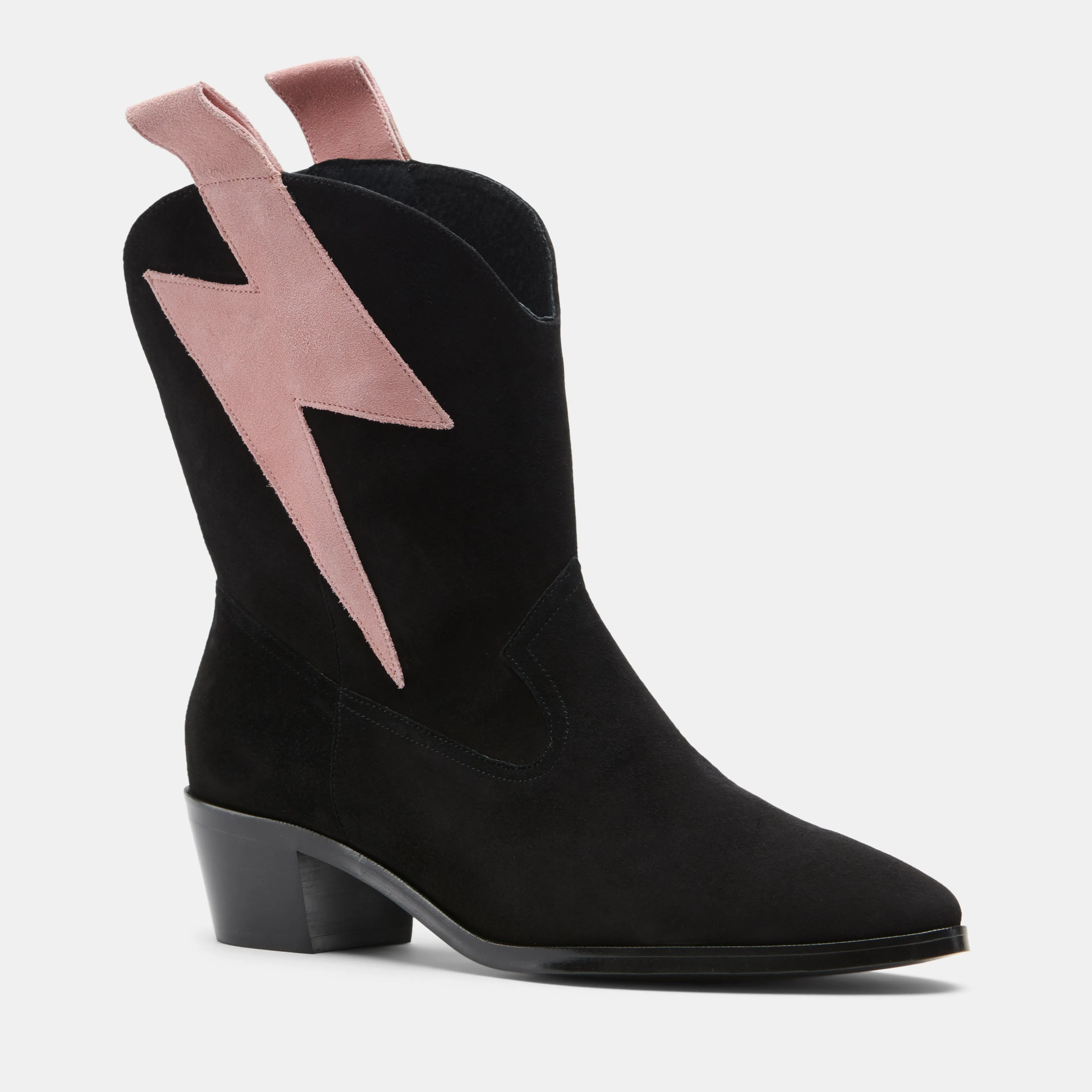 Bolt Western Black/Pink Suede - Customizable