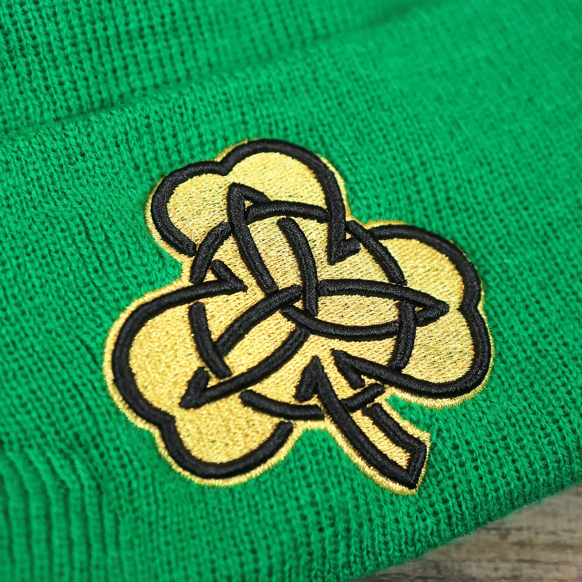 Boston Celtics Metallic Gold Clover Winter Beanie - Green Beanie | NBA City Series