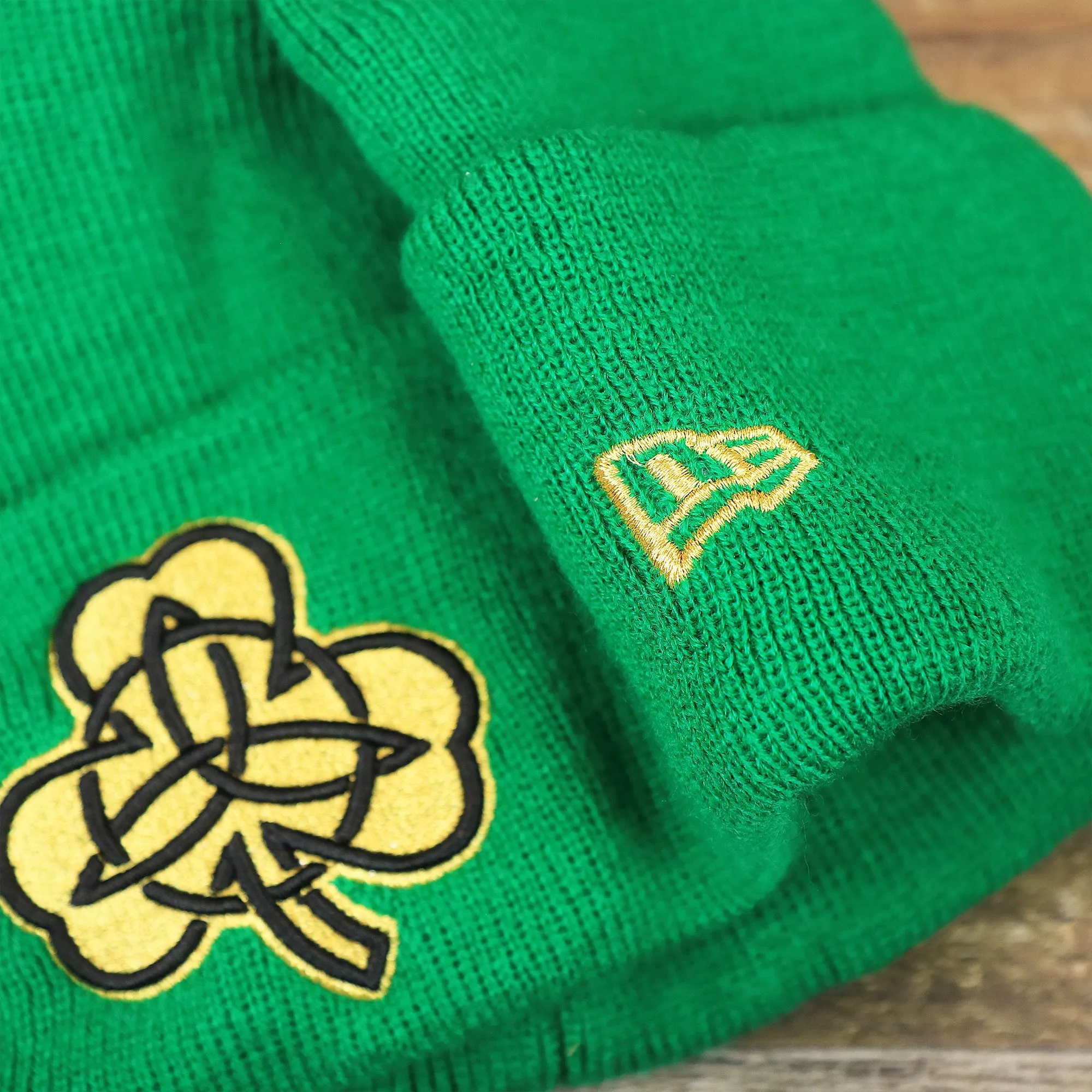 Boston Celtics Metallic Gold Clover Winter Beanie - Green Beanie | NBA City Series