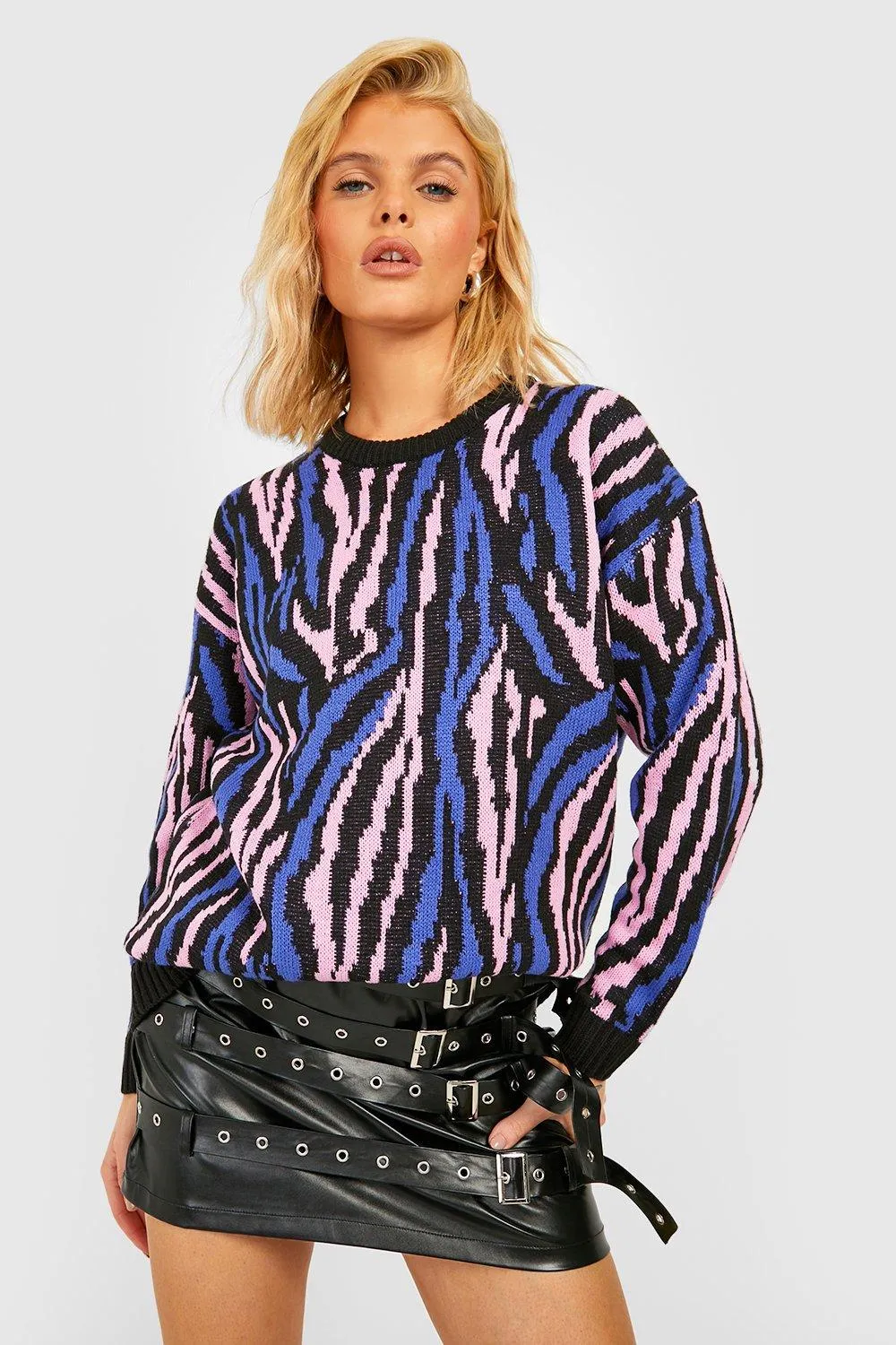 Bright Zebra Print Sweater