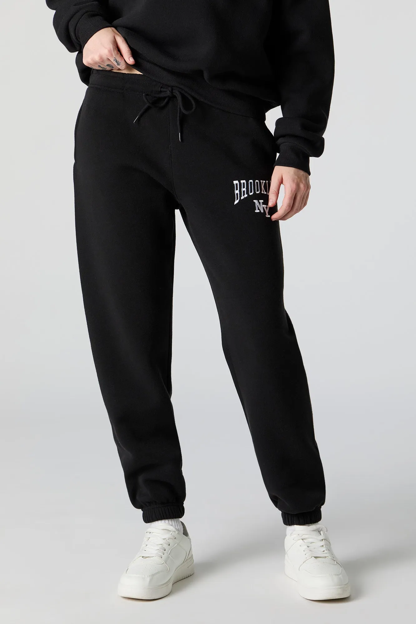 Brooklyn embroidered fleece jogger pants