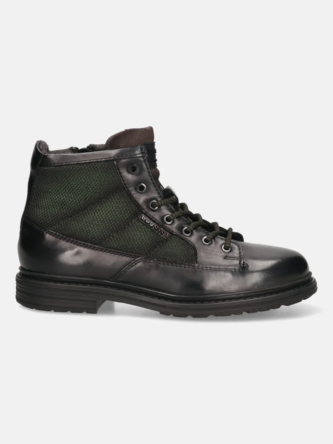 bugatti Black & Dark Green Premium Leather Ankle Boots