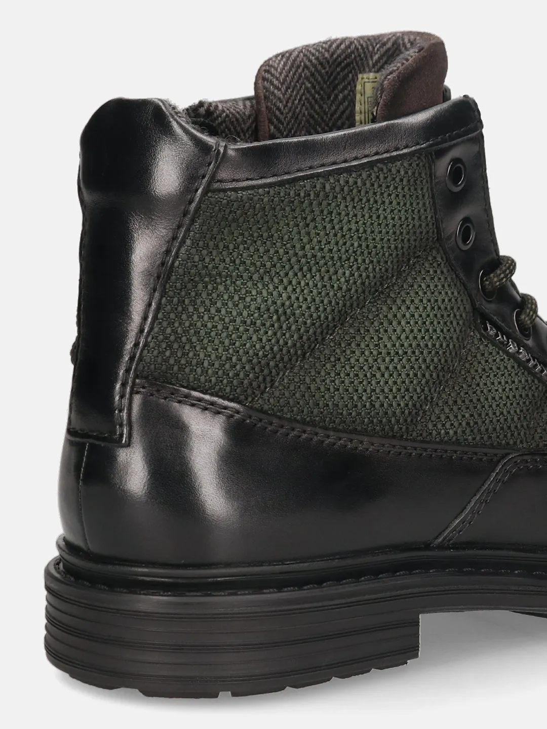 bugatti Black & Dark Green Premium Leather Ankle Boots