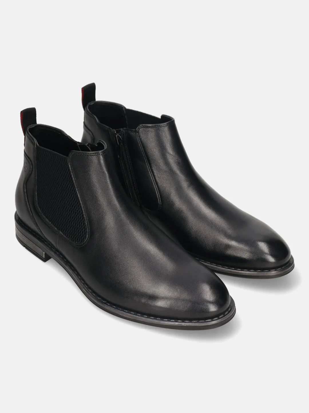 bugatti Black Premium Leather Chelsea Boots