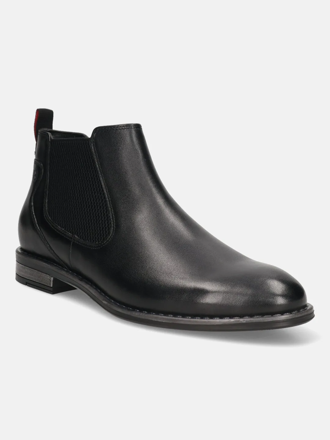 bugatti Black Premium Leather Chelsea Boots