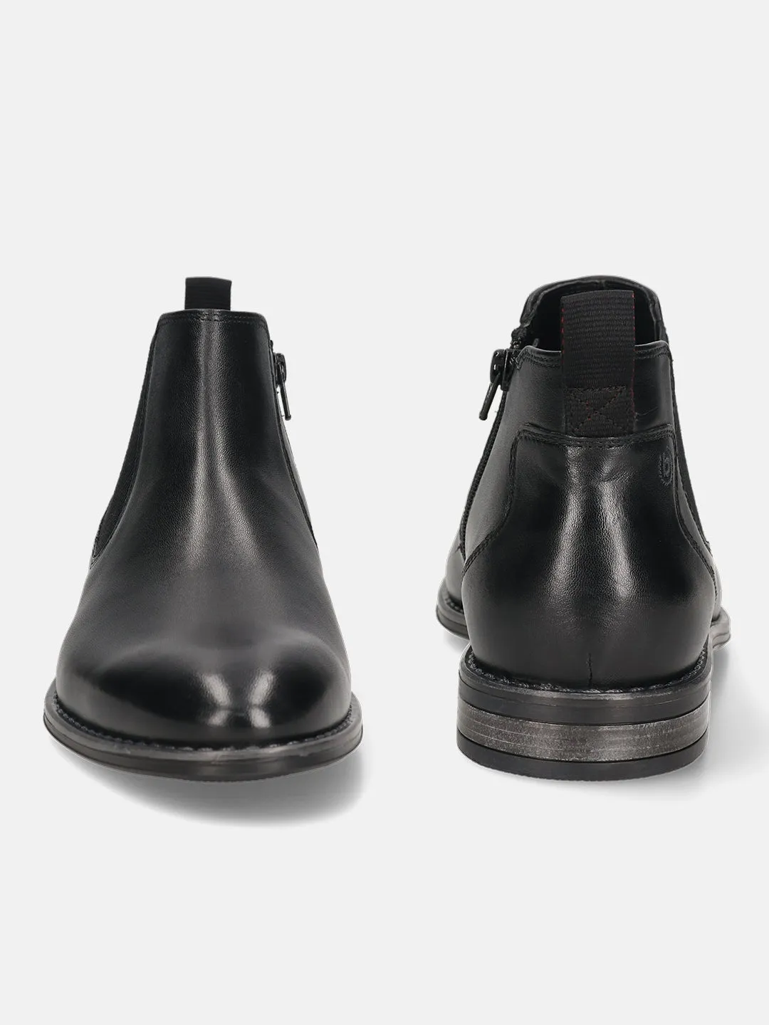 bugatti Black Premium Leather Chelsea Boots