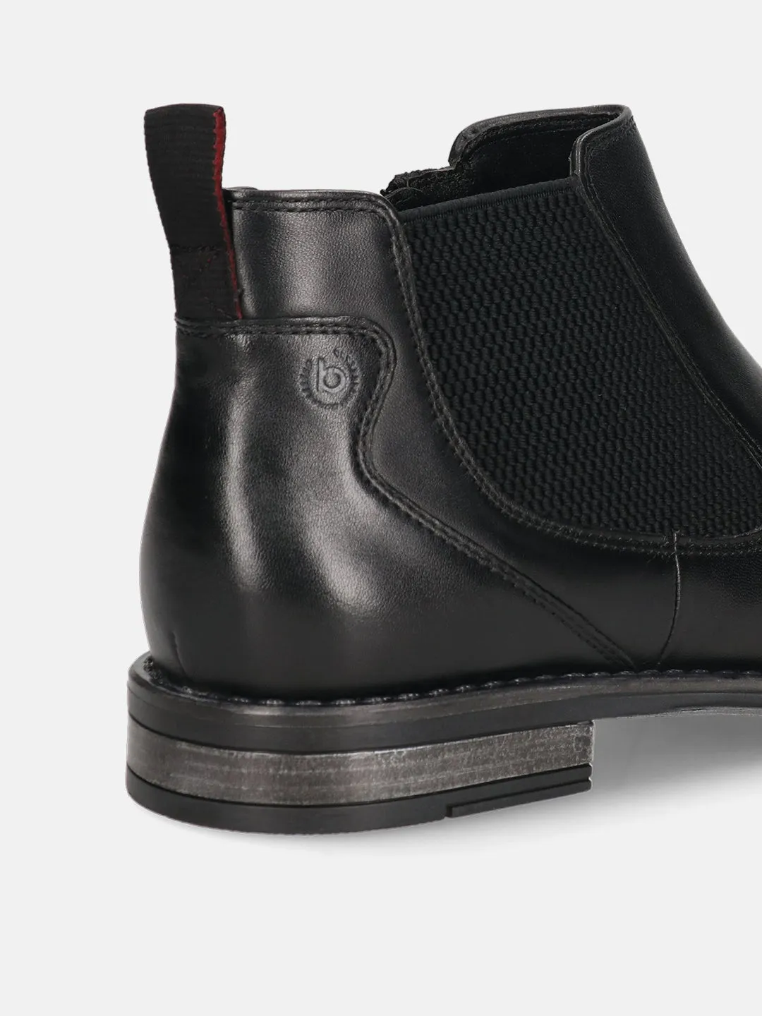 bugatti Black Premium Leather Chelsea Boots