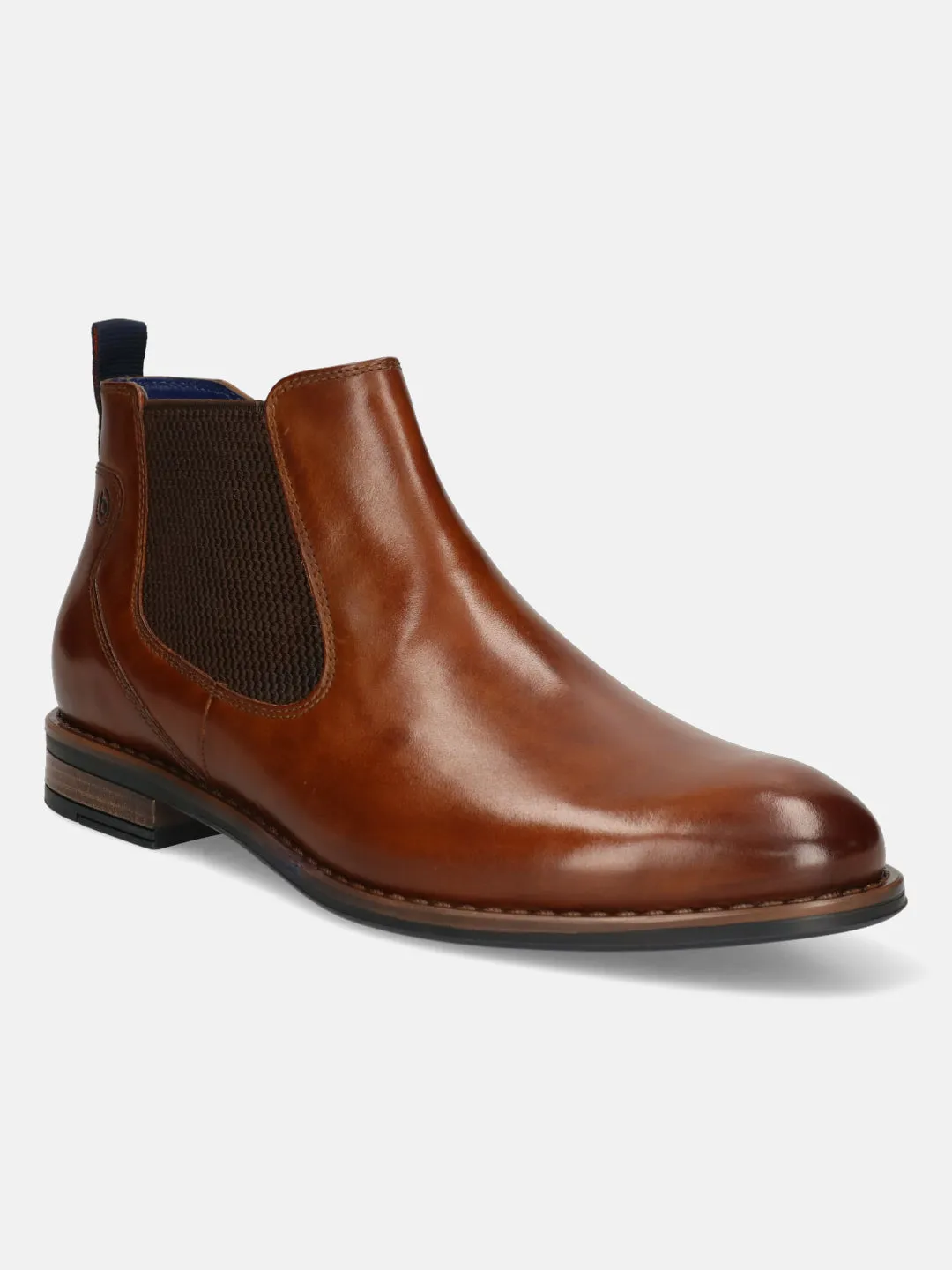 bugatti Cognac Premium Leather Chelsea Boots