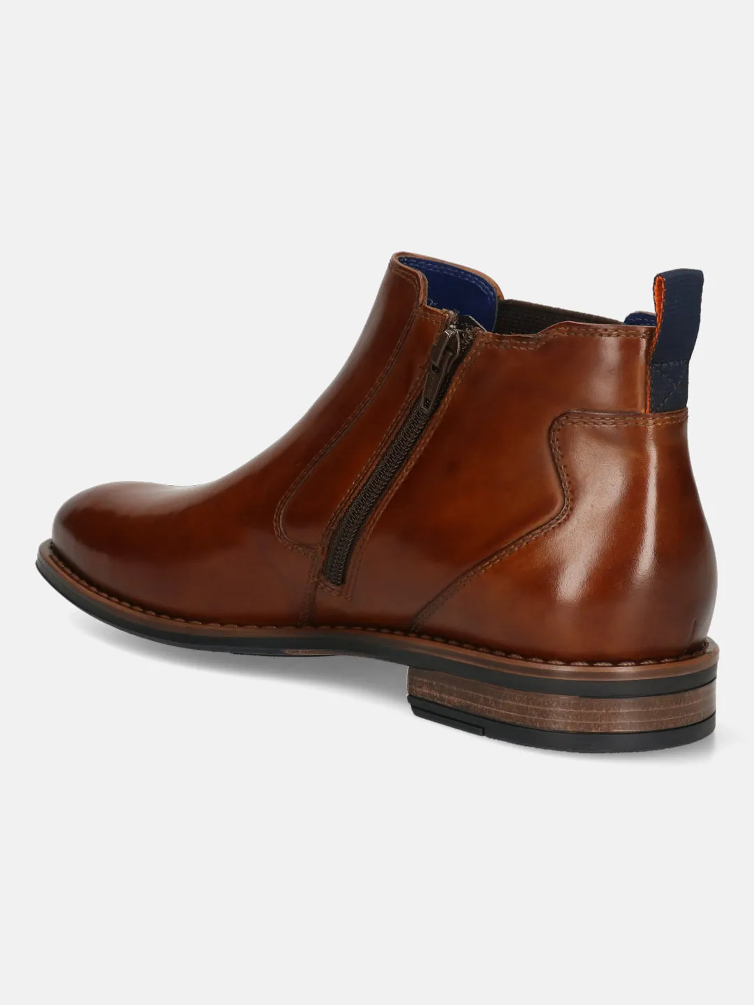 bugatti Cognac Premium Leather Chelsea Boots